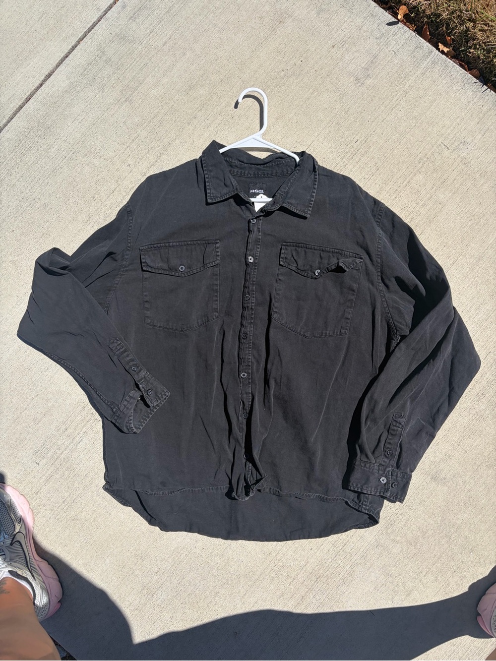 RSQ Washed Black Collared Button Shirt